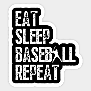 Eat Sleep Baseball Repeat, Funny Baseball Players Sticker